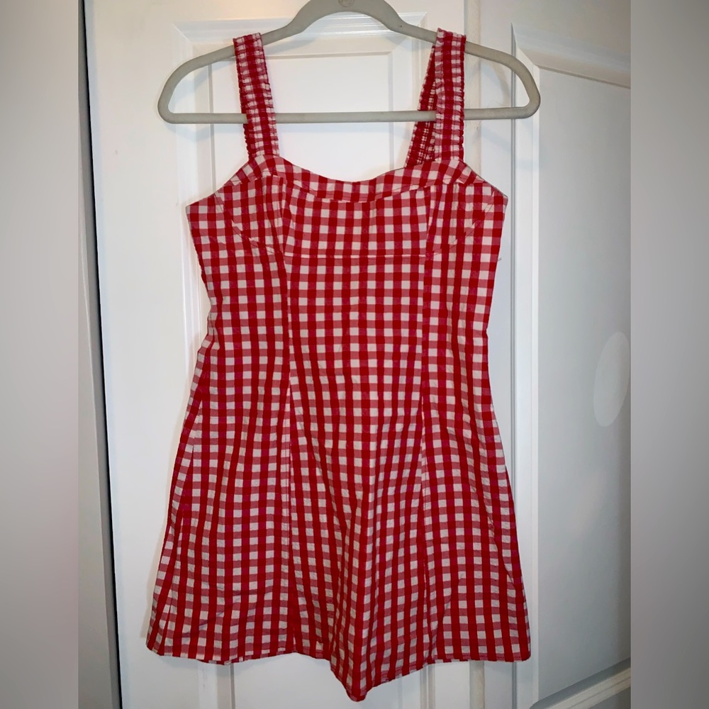 ZARA Red and White Gingham Mini Summer Dress, Women’s Size Small